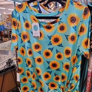 Mint Sunflower Knot Top